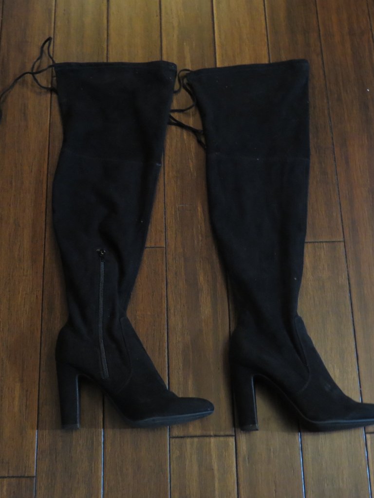 Unisa Women’s Black Back Tie Pull-On Over-Knee High Heel Boots Size 7.5